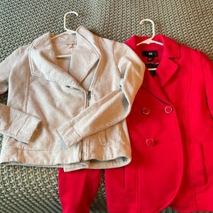 2 jackets red and grey sweater material